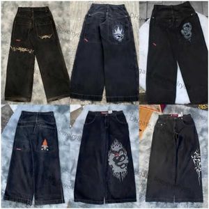 Jeans pour hommes Hommes Jnco Baggy Hip Hop Rock Motif de broderie Hommes Femmes 2023 Mode Streetwear Rétro Harajuku Taille haute jambe large AG