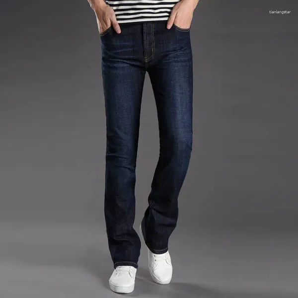 Jeans para hombres Hombres coreanos 2024 pantalones de mezclilla delgados de verano delgados delgados cortes de arranque de botas de arranque de negocios al por mayor