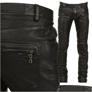 Jeans pour hommes pantalon en cuir masculin MOTOOGLE PANTAL NOIR MODE PU RIDER IMPHERPORTHER MOTOR BIKER STREET MALLE plus taille 230330 DR DHN75