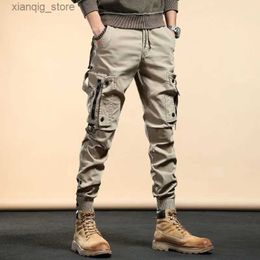 Jeans masculin pour hommes légers luxueux extérieur tactique en jeans-monses en jeans-poteries multi-poches multi-poches pantalons pantarmys pantalons décontractés minces;L49