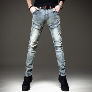 Jeans pour hommes Mens Light Luxury Street Fashion Cargo Wearproof Retro Style Scratchs Denim Pants Slimfit Trendy Casual Jeans; 230707