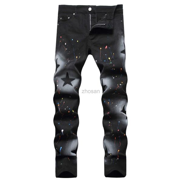 Jeans masculins pour hommes micro-élastiques petit jean pied jeans pour hommes peintes à la main