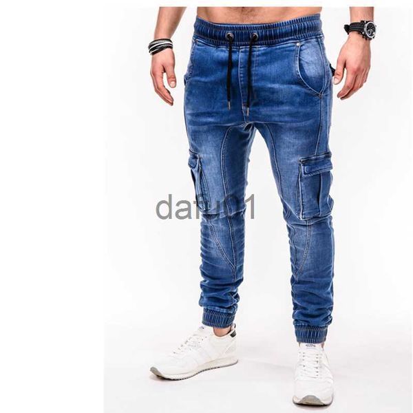 Jeans pour hommes Hommes Multi Poche Zipper Design Pantalon Cargo Slim Fit Jeans Mode Noir Streetwear Skinny Jeans Jogging Casual Pencil Pants255L x0914