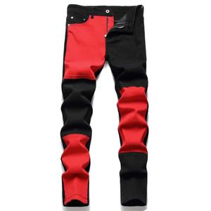 Jeans pour hommes Hommes Paisley Bandanna imprimé patch jeans vêtements de rue fissure plissé élastique denim pantalon de cyclisme patchs de déchirure pantalon noir J240328