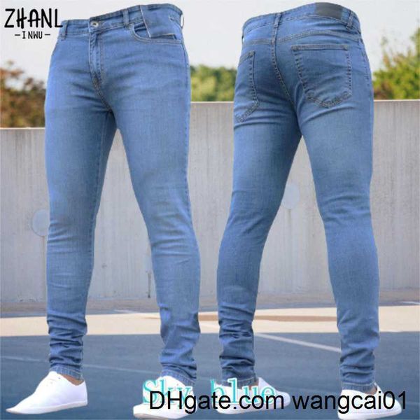 Jeans pour hommes Pantalons pour hommes Pure Color Stretch Jeans Casual Slim Fit Pantalons de travail Ma Vintage Wash Plus Size Pencil Pants Skinny Jeans pour hommes 0408H23