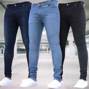 Pantalons masculins pour hommes jeans vintage lavage à glissière extensible jeans décontracté pantalon pour hommes slim.