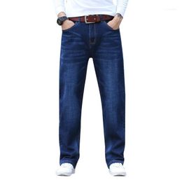 Heren jeans Mens Plus Size 30-44 Big Dark Dark Blue Relax Elastische Taille Enkel en Tall Man Casual Stretch Losse Fit Jean1