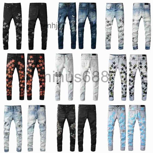 Jeans pour hommes Mens Purple Designer Hommes Femmes Homme Amirs Slim Fit Denim Lettre Imprimer Pantalon De Luxe Vacances En Plein Air Streetwear Grande Taille Pantalon Jea3W0W