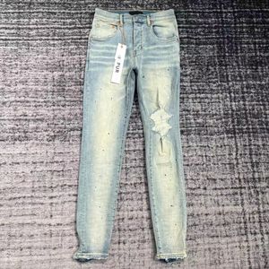 Heren jeans heren paarse designer broek rechte denim gewassen oude lange stapel