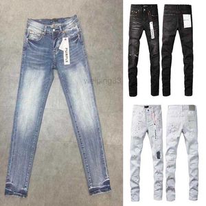 Jeans masculin pour hommes de concepteur violet déchiré jeans réguliers en jean zipper droit voler long pantalon mid pantalon pour hommes jeans de designer noir