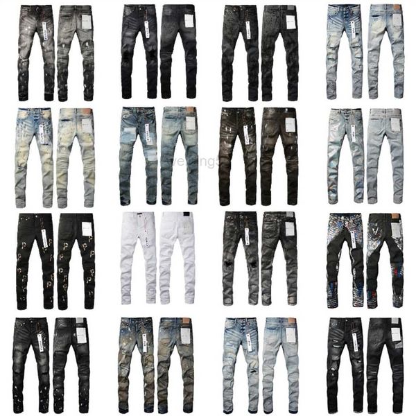 Jeans masculin pour hommes pourpre jeans de créateur de mode en détresse de la mode Bikers pour femmes enracinée