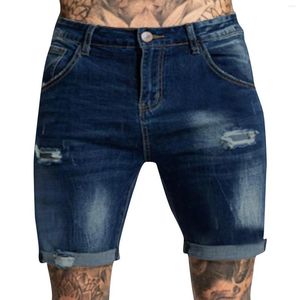 Jeans pour hommes Hommes Ripped Mode Streetwear Trous Denim Shorts Slim Fit Taille Haute Couleur Solide Bouton Design Usure Quotidienne