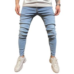 Jeans pour hommes hommes maigre 2022 Super hommes Non déchiré Stretch Denim pantalon taille élastique grande taille pantalons longs