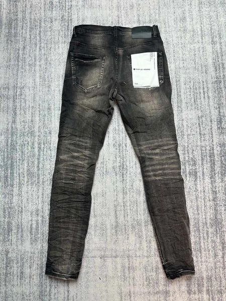 Jeans para hombres para hombre flaco negro rasgado púrpura diseño de marca angustiado slim fit destruido pantalones elásticos pantalones de mezclilla