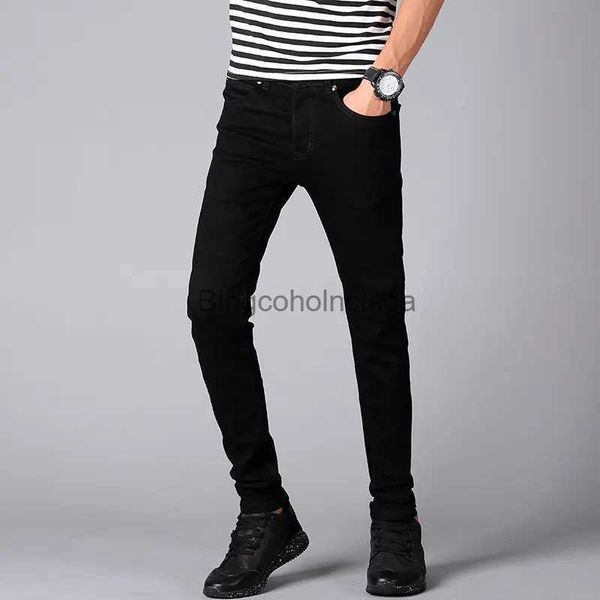 Men's Jeans Hommes jean maigre 2019 nouveau classique homme créateur de mode élastique droit noir/blanc jean pantalon coupe ajustée Stretch Denim JeansL231003