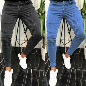 Heren jeans heren skinny gescheurde slanke bekrast potlood denim broek hiphop hiphop mode cowboy kleding man d240417