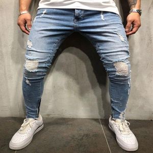 Heren Jeans Heren Skinny Slim Fit Ripped Big And Tall Stretch Blauw Voor Mannen Verontruste Elastische Taille M-4XL308N