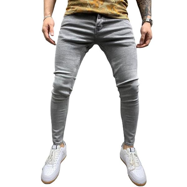 Hommes Jeans Hommes Maigre Lavé Nice Super Hommes Non Déchiré Stretch Denim Pantalon Taille Élastique Grande Taille Long Pantalon