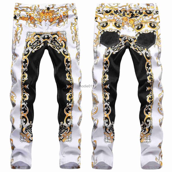 Jeans pour hommes Hommes Slim-fit Sexy Imprimer Élastique Denim Jeans Night Club Party Dance Jeans Rétro Enthousiaste Style Jeunes Gars st; L231220