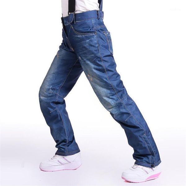 Jeans para hombres Pantalones de snowboard para hombre Tirantes Denim Ski Skate Snow Board Impermeable A prueba de viento Cálido Skiing258F