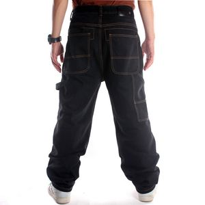 Heren jeans heren recht los fit hiphop jeans skateboard casual straatdans hiphop jeans denim broek grote zakken borduurwerk plus maat 230316