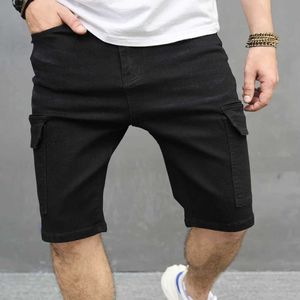 Jeans masculin mens street mode multi-poche shorts de cargaison d'été pour hommes slim fit décontracté denim de haute qualité cinq points pantl2405