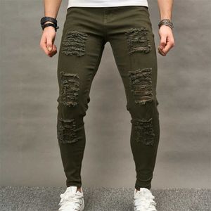 Jeans masculin pour hommes de la rue Mente de style serre mendiant jeans de haute qualité pour hommes en détresse ultra mince pantalon denim crayon pour hommes vêtements2405