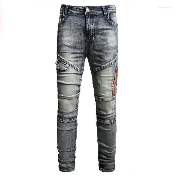 Jeans pour hommes Leggings en denim extensible pour hommes Panneaux élégants Pantalon en denim nostalgique Pantalon crayon pleine longueur