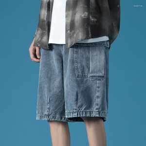 Heren jeans heren zomer baggy lading shorts tiener side oversized zakken plus size denim broek Koreaanse mode los