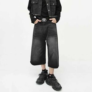 Jeans masculin mens d'été émouanés straight jeans coréen moréen lâche short de la marque masculine vêtements bleu clair y2k hombre 240423
