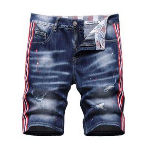 Heren jeans heren zomer gescheurde denim shorts heren blauw gat shorts nieuwe mode straat kleding elastische jeans shorts srtai fit Jeansl2405