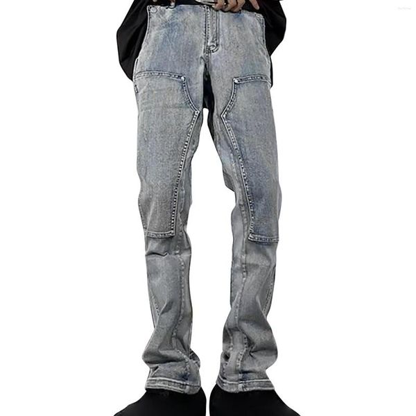 Jeans pour hommes Hommes Tan Denim Style américain Patchwork Zipper Lavé Jeune Mode Street Original Restez simple et à la mode