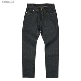 Jeans para hombres Jeans cónicos para hombres 12.5 oz Selvedge denim tiro medio lápiz ultrafino máquina de escribir pantalones de carga de motocicleta vintage L2403