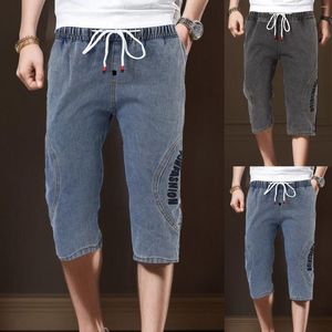 Herren Jeans Herren Dünn Sommer Trend Slim Stretch Lose Gerade Bein Lässige Denim Capri Shorts Outdoor-Bekleidung