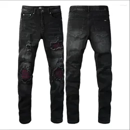 Jeans pour hommes pour hommes de qualité supérieure de qualité broderie de logo denim pantalon denim trous de mode hip hop pantalon de rue taille 28-40 # 122