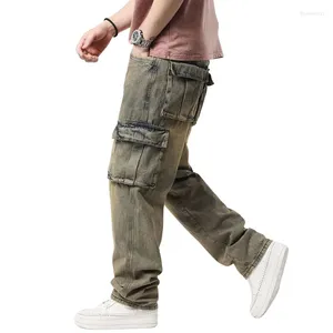 Jeans para hombres para hombre Vintage Baggy Pierna ancha Hombres Hip Hop Long Skateboard Loose Fit Harem Pantalones Negro