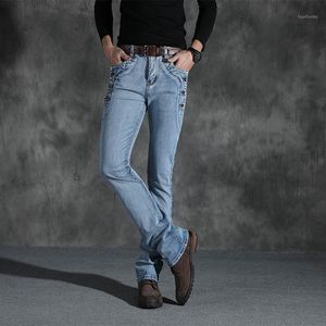 Jeans pour hommes Mens Vintage Designer Flare Hommes Casual Boot Cut Denim Pour Stretch Slim Flared Noir Bleu Bootcut Pantalon