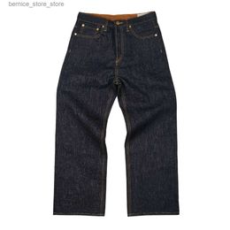 Jeans pour hommes Hommes Vintage Jeans taille haute lâche droite 17oz jambe large Denim Selvedged Amekaji Cowboy pantalon de moto pour homme Q231213