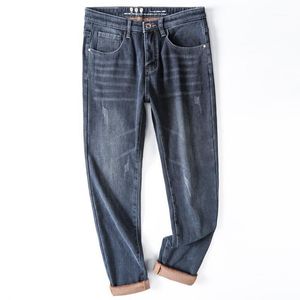 Hommes Jeans Hommes Avec Polaire 2022 Hiver Pantalon Chaud Pantalon Mince Droite Bleu Noir Plus Velours Épaissir Vêtements Homme