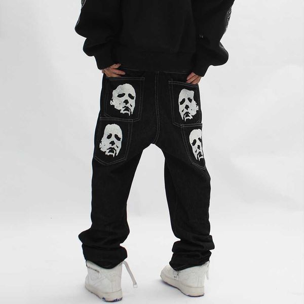 Jeans pour hommes Michael Baggy Man Trendyol Hommes Pantalons Squelette Y2K Imprimer Hip Hop Oversize Vintage Streetwear Large Largeur de jambe