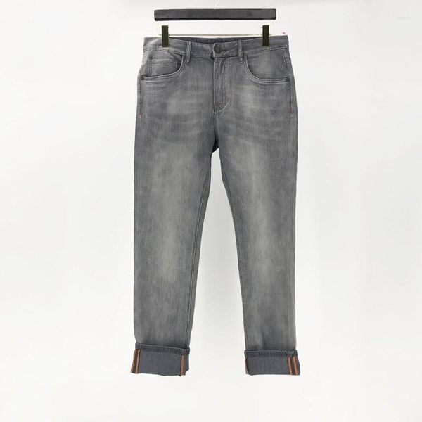 Jeans pour hommes mi-taille motif de broderie drôle conception pantalon en jean marques de luxe classiques de la mode pantalon gris rétro