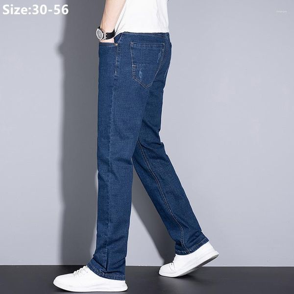 Jeans pour hommes d'âge moyen hommes grande taille 160KG 56 54 52 50 46 44 automne papa ample taille haute pantalon droit épais pantalon étiré