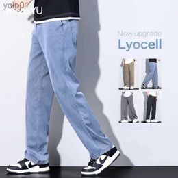 Heren Jeans Mingyu Merk Kleding Nieuwe Zachte Lyocell Stof Jeans Mannen Blauwe Elastische Taille Losse Rechte Denim Broek plus Size M-5XLL231017