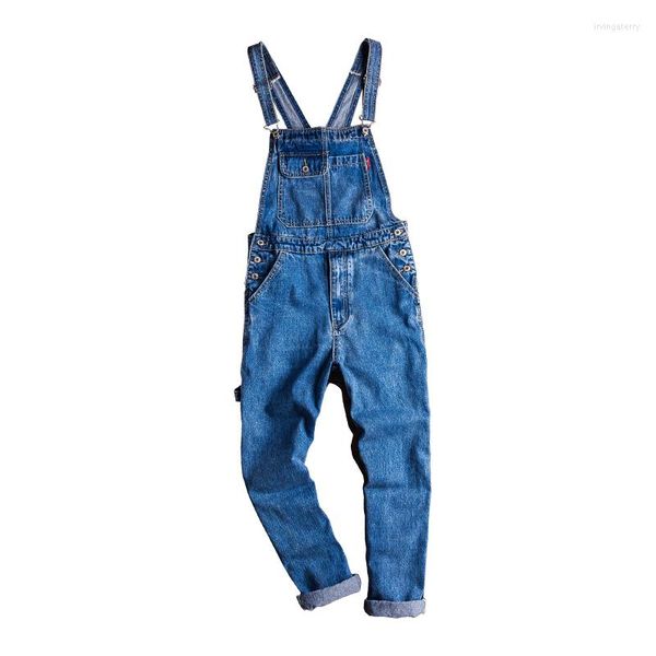 Jeans homme Mono Vaquero Azul Americano Para Hombre Pantalones Vaqueros Rectos Pechera De Hip Hop Cargo Coreanos Bolsillo G