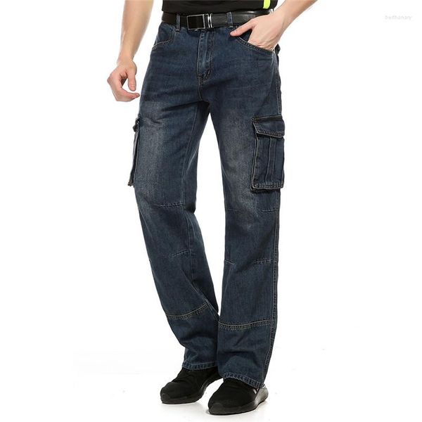 Jeans pour hommes MORUANCLE Hommes Casual Baggy Cargo Pants Avec Multi Big Pocket Loose Workwear Biker Tactical Denim Pantalon Plus La Taille 30-40