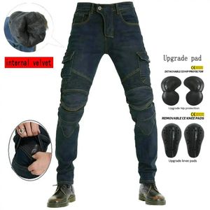 Jeans pour hommes Motocross Pantalon d'équitation d'hiver Volero Équipement de protection de moto Velours Pantalon de cyclisme chaud interne Knight Straight 231201