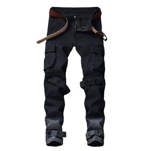 Jeans voor heren motorfiets nieuwe trend multi-pocket punk zwarte denim broek vrouwelijke mode JSlim-fit broek stijlvolle denim broek 20317o