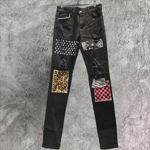 Heren Jeans Motorbroek Heren Punk Street Retro Ripped Contrasterend Patchwork Patroon Hip Hop Designer Broek
