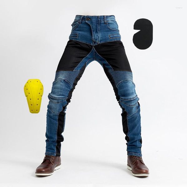 Jeans para hombres Motociclismo Scooter Motocross Racing Pantalones de ciclismo con protectores Rodilleras de cadera