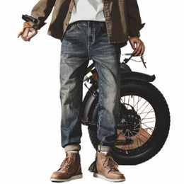 Jeans para hombres Pantalones de motocicleta Hombre cónico Pantalones de vaquero Estiramiento Elástico Goth Coreano Fi Lujo Verano Denim Estilo estético v7ac #